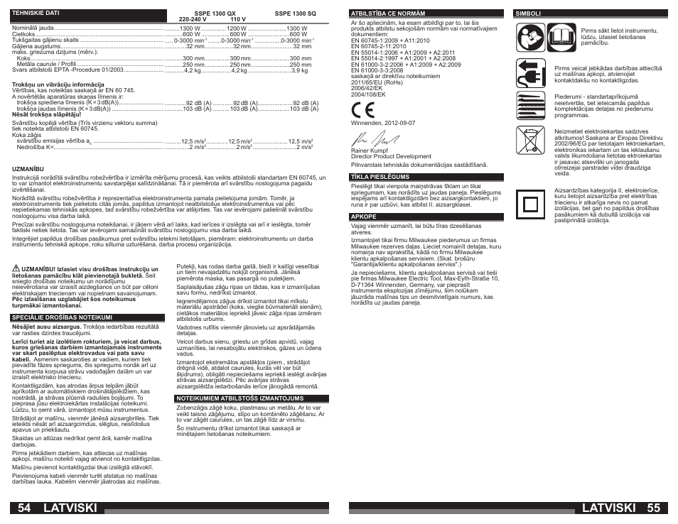 Latviski | Milwaukee SSPE 1300 SQ User Manual | Page 28 / 37