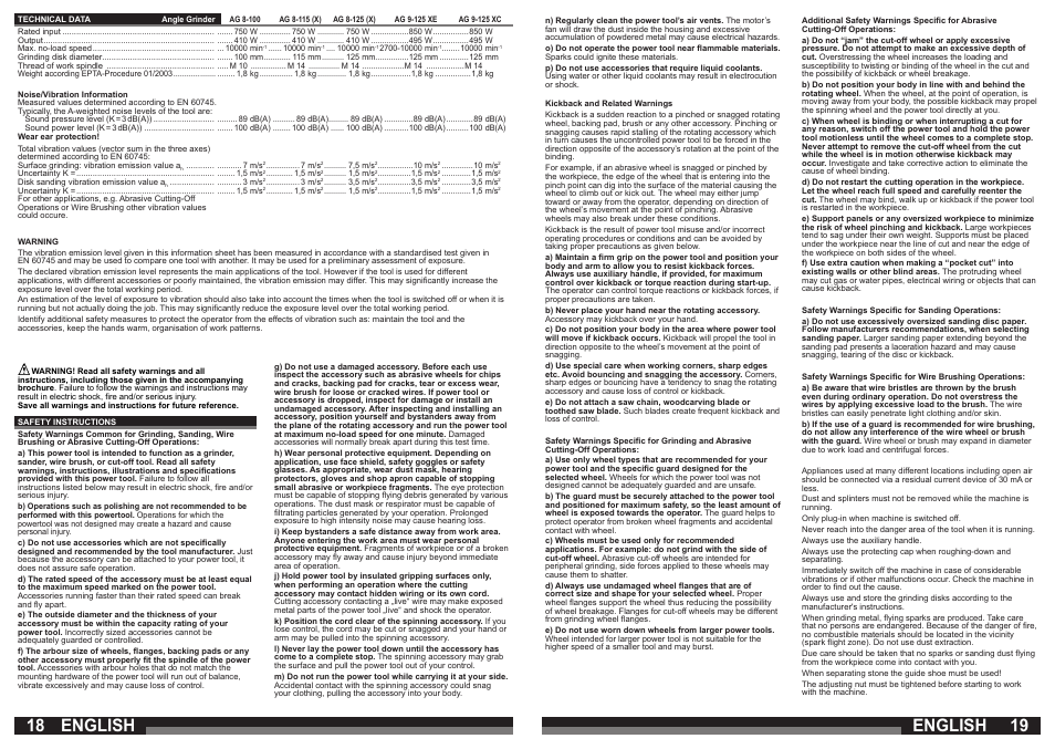 English | Milwaukee AG 9-125 XC User Manual | Page 10 / 51