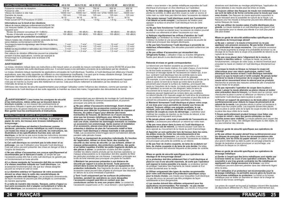 Français | Milwaukee AG 9-125 XC User Manual | Page 13 / 51