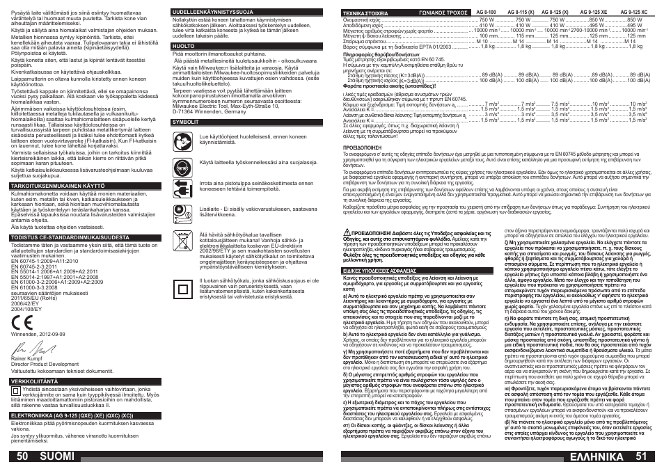 Åëëçnéêá, Suomi | Milwaukee AG 9-125 XC User Manual | Page 26 / 51