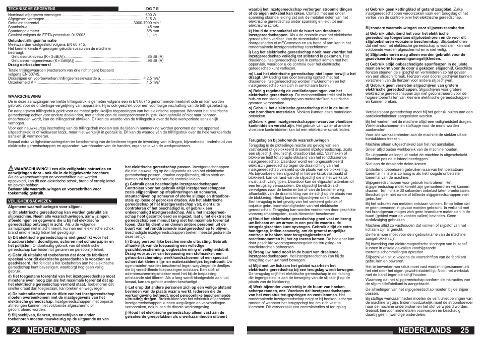 Nederlands | Milwaukee DG 7 E User Manual | Page 13 / 45