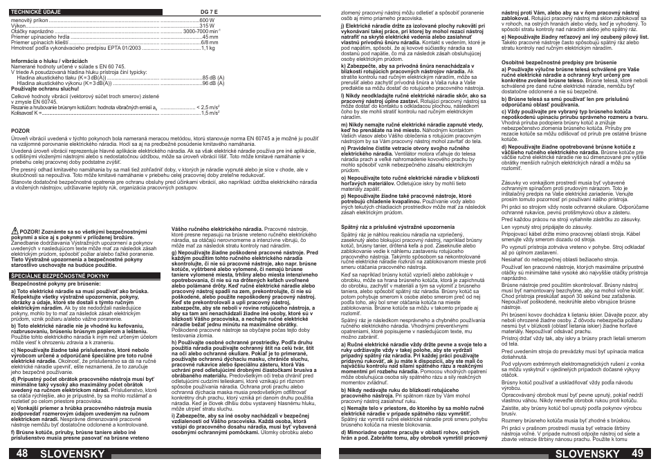 Slovensky | Milwaukee DG 7 E User Manual | Page 25 / 45