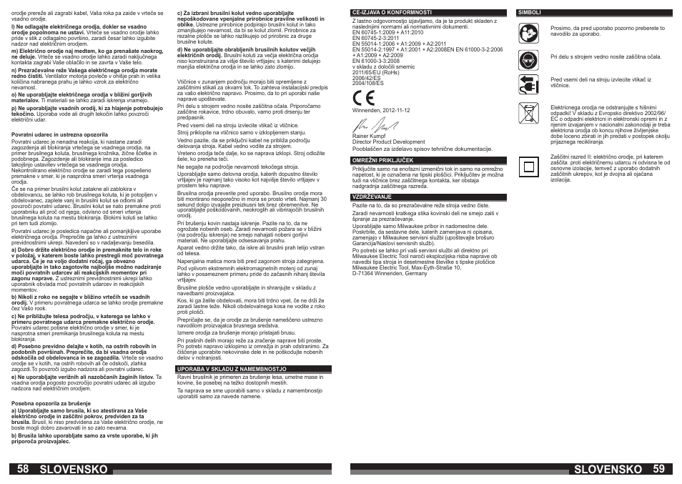 58 59 slovensko, Slovensko | Milwaukee DG 7 E User Manual | Page 30 / 45