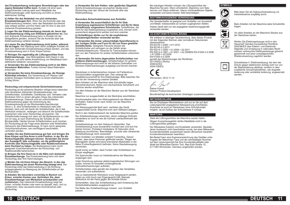 Deutsch | Milwaukee DG 7 E User Manual | Page 6 / 45