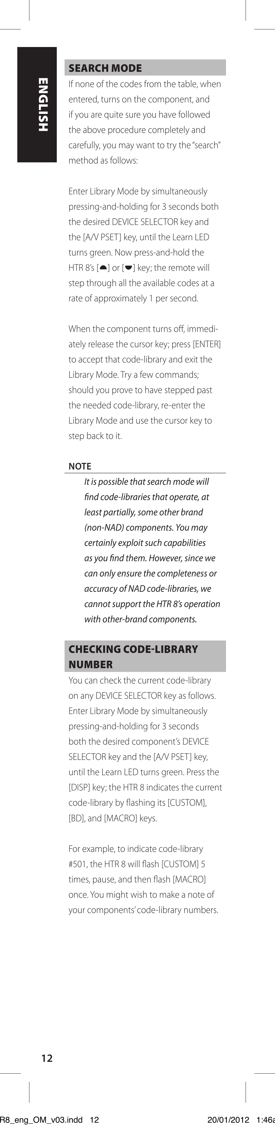 NAD HTR 8 User Manual | Page 12 / 118