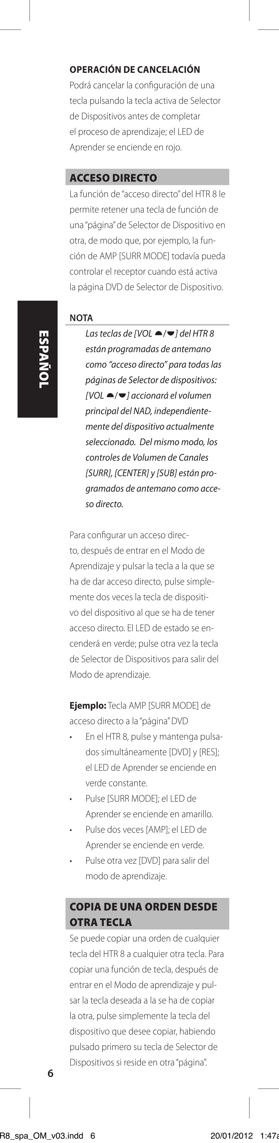 NAD HTR 8 User Manual | Page 34 / 118