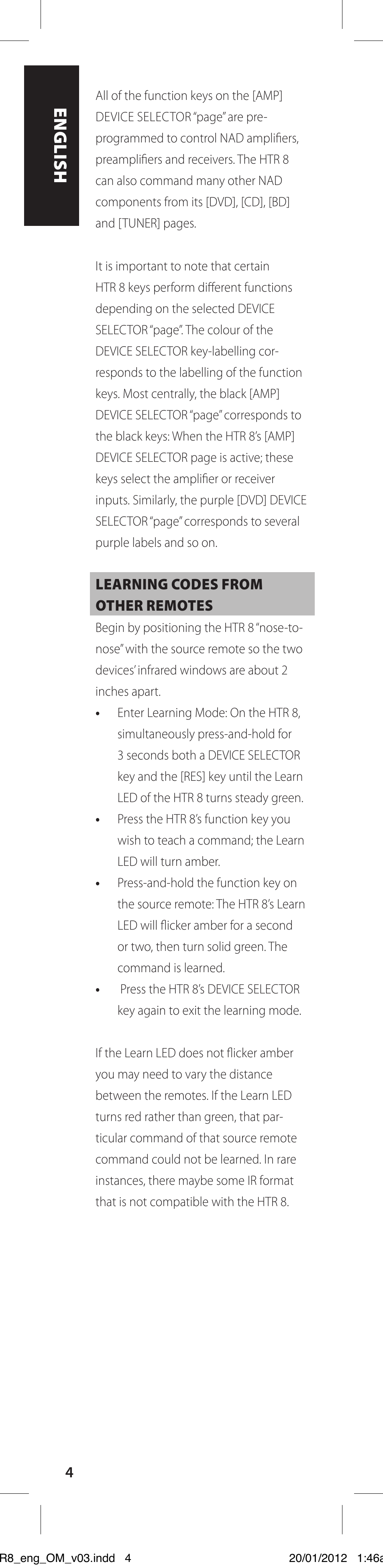 NAD HTR 8 User Manual | Page 4 / 118