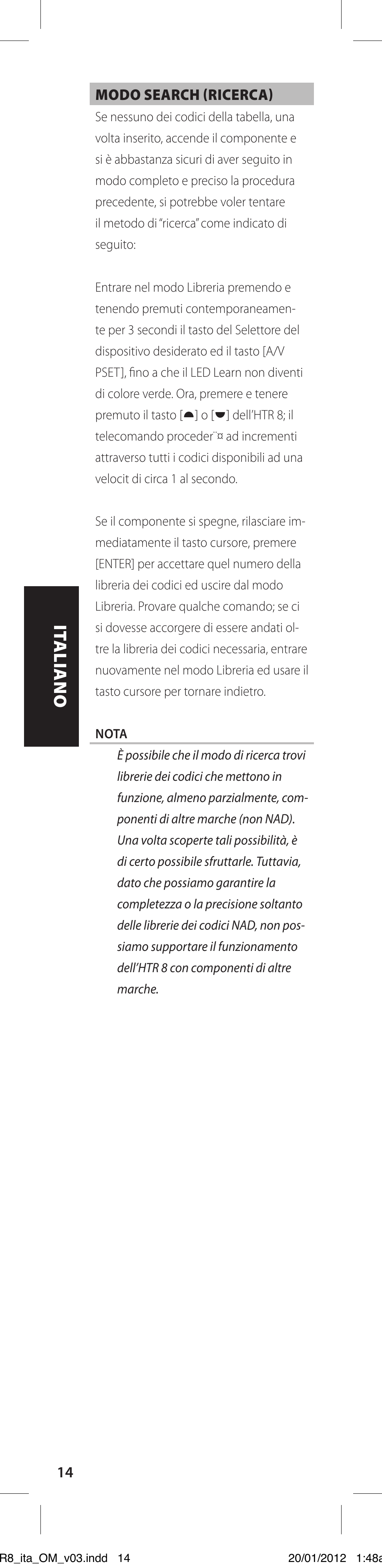 NAD HTR 8 User Manual | Page 58 / 118