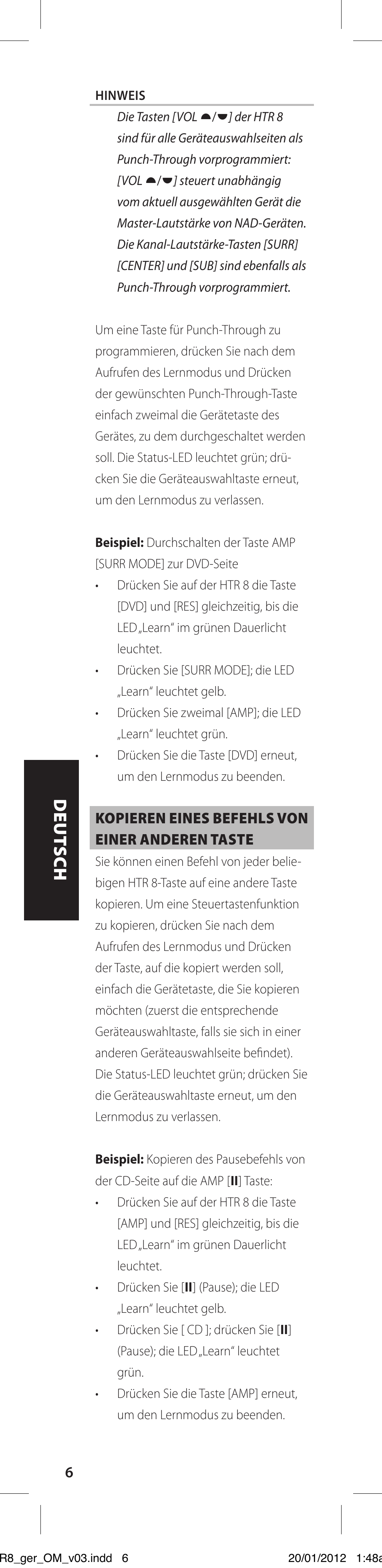 NAD HTR 8 User Manual | Page 66 / 118