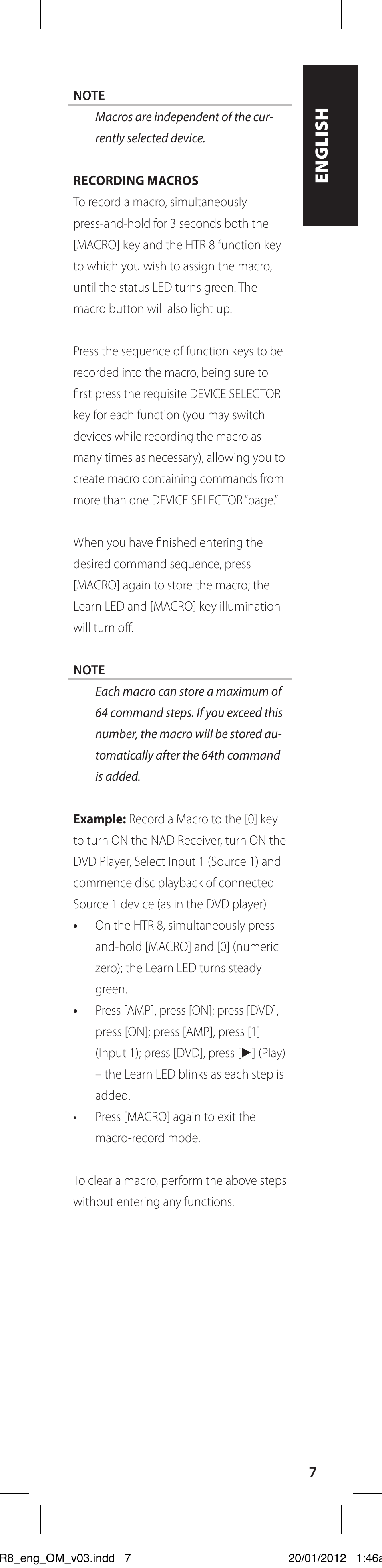 NAD HTR 8 User Manual | Page 7 / 118