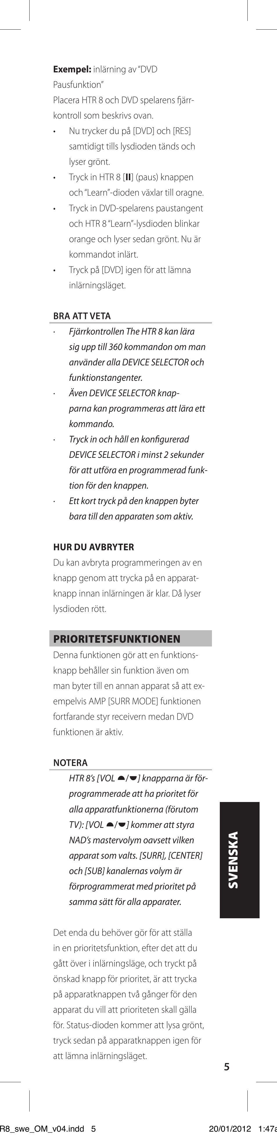 NAD HTR 8 User Manual | Page 93 / 118