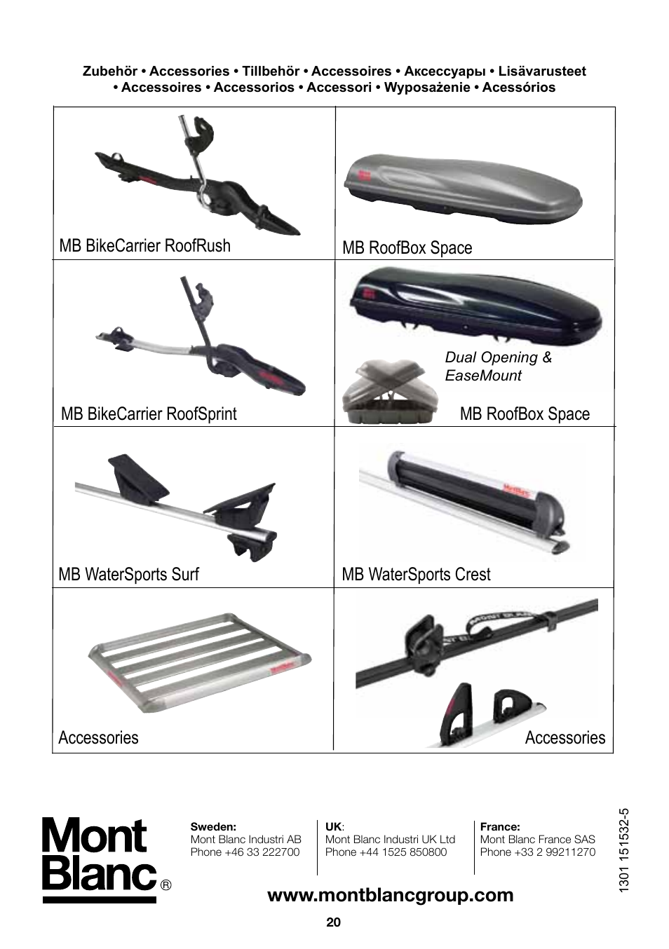 Accessories mb bikecarrier roofsprint | SsangYong Mont Blanc Barracuda 2in1 User Manual | Page 20 / 20