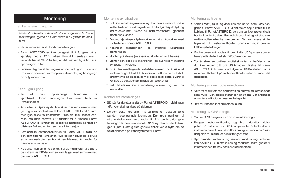 Montering | Parrot ASTEROID Classic User Manual | Page 15 / 80