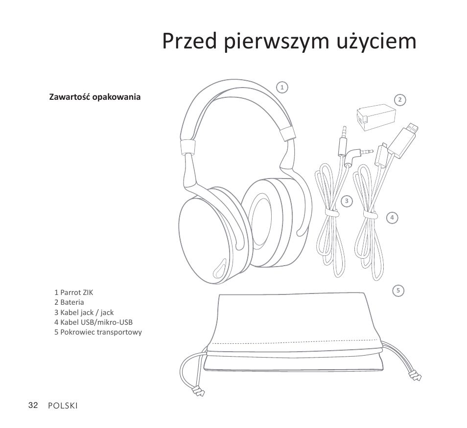 Przed pierwszym użyciem | Parrot Zik User Manual | Page 32 / 104