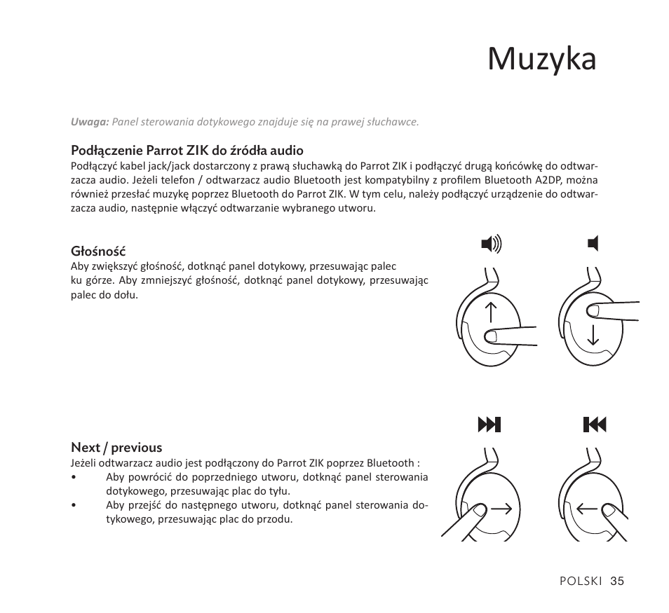 Muzyka | Parrot Zik User Manual | Page 35 / 104