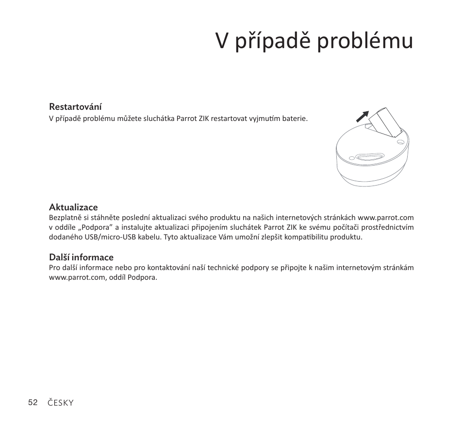 V případě problému | Parrot Zik User Manual | Page 52 / 104