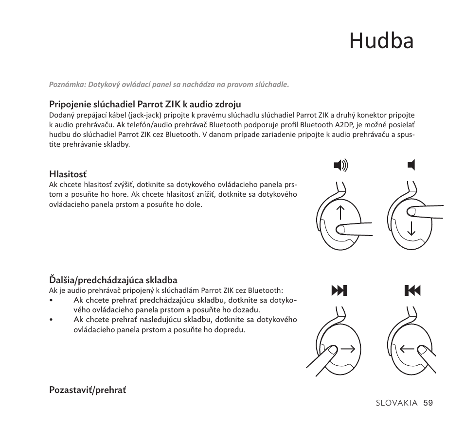 Hudba | Parrot Zik User Manual | Page 59 / 104