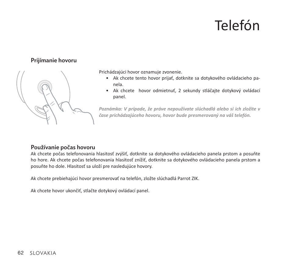 Telefón | Parrot Zik User Manual | Page 62 / 104