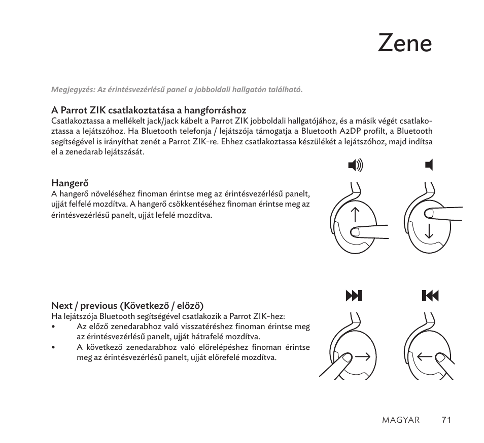 Zene | Parrot Zik User Manual | Page 71 / 104