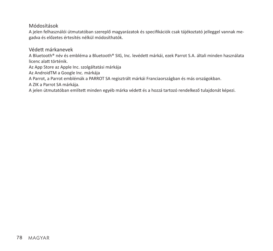 Parrot Zik User Manual | Page 78 / 104