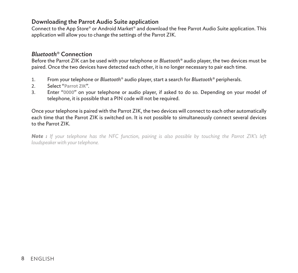 Parrot Zik User Manual | Page 8 / 104