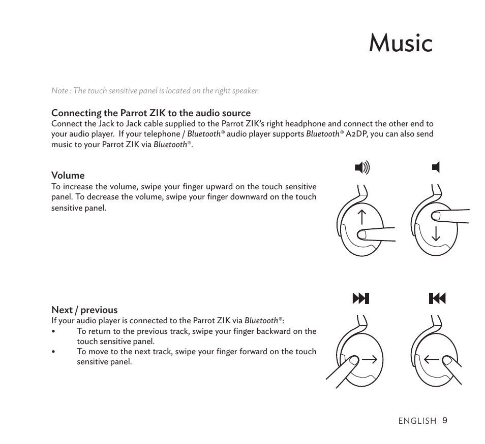 Music | Parrot Zik User Manual | Page 9 / 104
