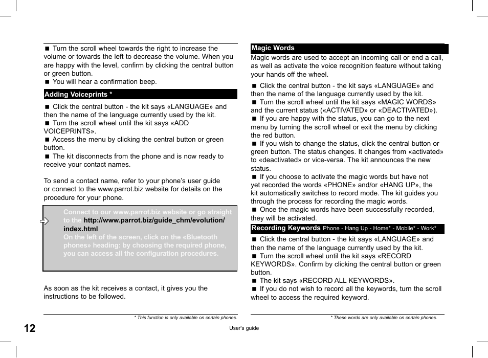 Parrot CK3000 Evolution User Manual | Page 12 / 48