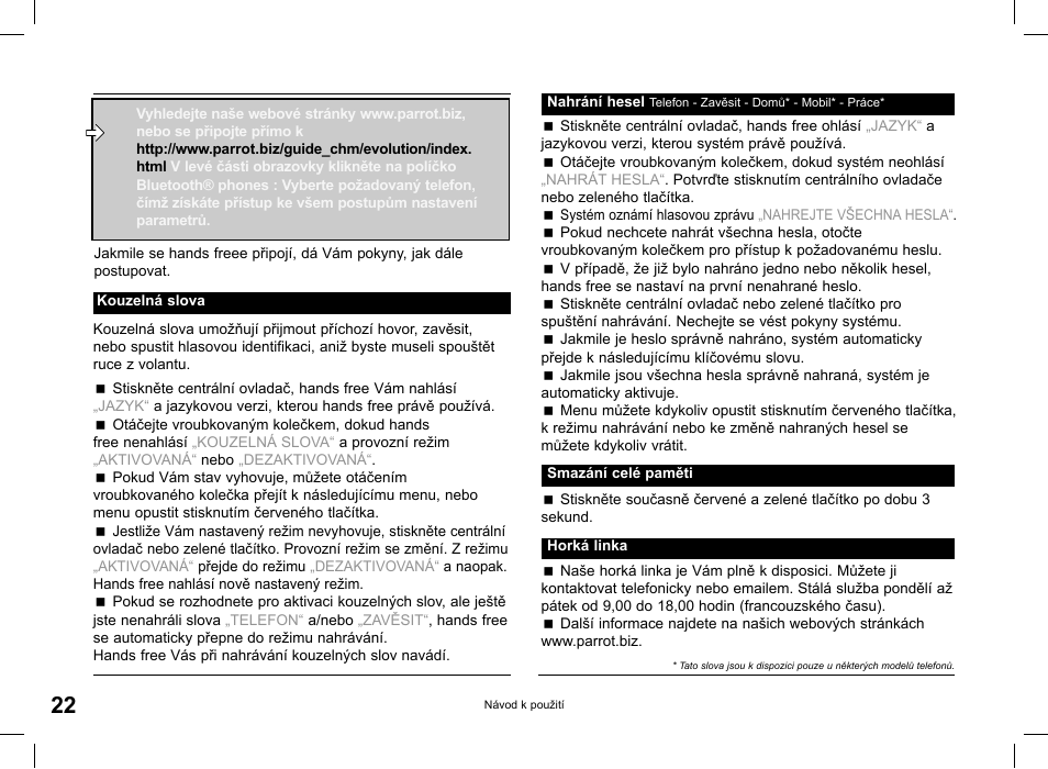 Parrot CK3000 Evolution User Manual | Page 22 / 48