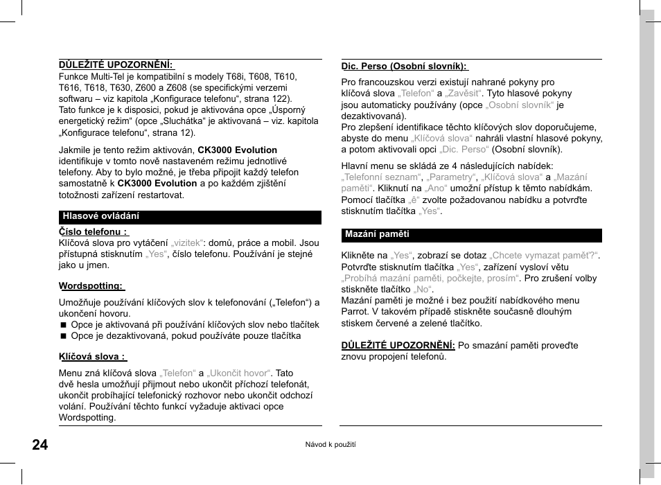 Parrot CK3000 Evolution User Manual | Page 24 / 48