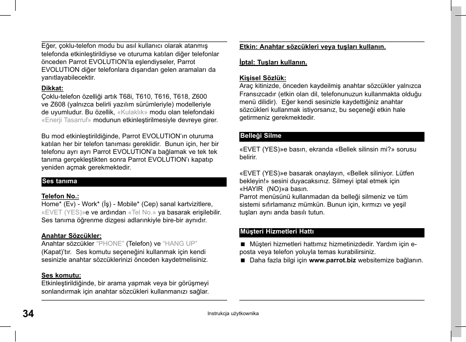 Parrot CK3000 Evolution User Manual | Page 34 / 48