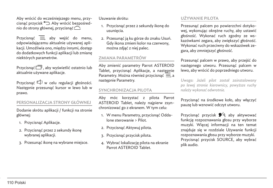 Parrot ASTEROID Tablet User Manual | Page 110 / 152