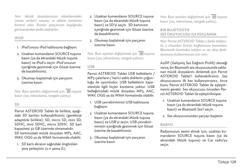 Parrot ASTEROID Tablet User Manual | Page 129 / 152