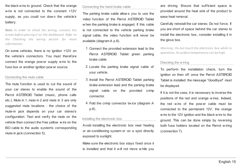 Parrot ASTEROID Tablet User Manual | Page 15 / 152