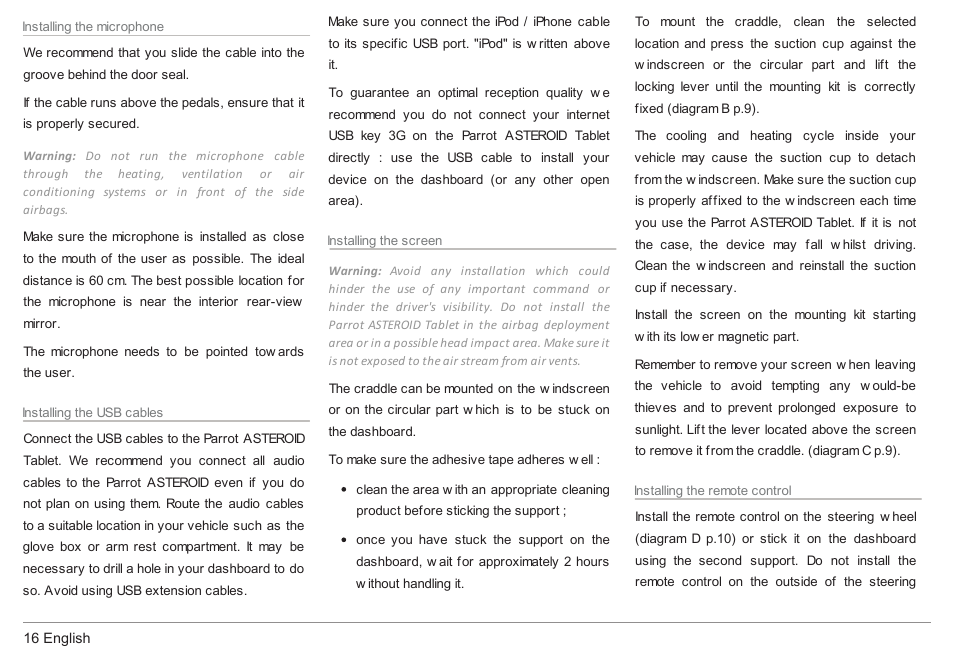 Parrot ASTEROID Tablet User Manual | Page 16 / 152