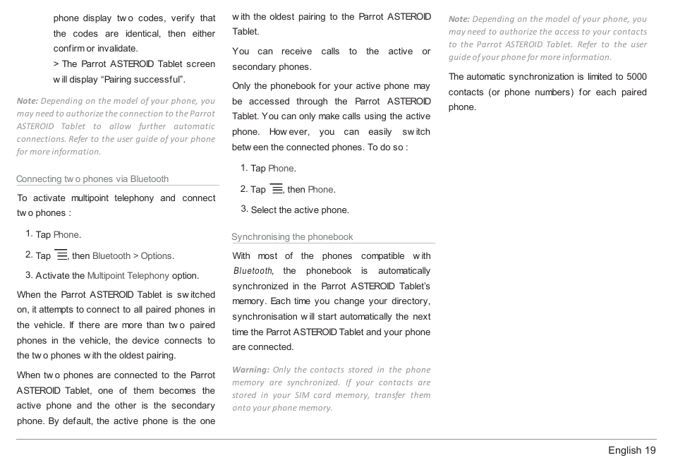 Parrot ASTEROID Tablet User Manual | Page 19 / 152