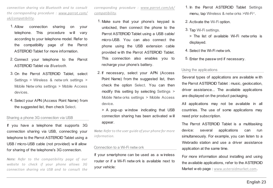 Parrot ASTEROID Tablet User Manual | Page 23 / 152