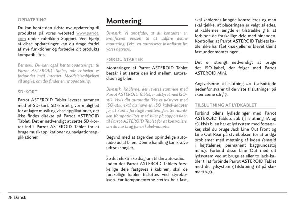 Montering | Parrot ASTEROID Tablet User Manual | Page 28 / 152