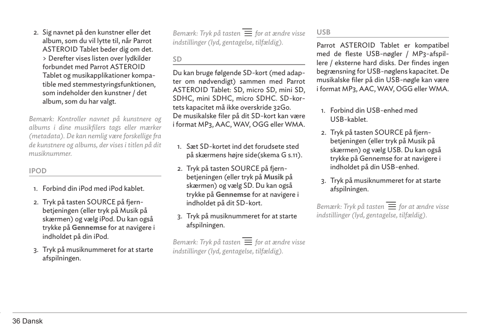 Parrot ASTEROID Tablet User Manual | Page 36 / 152