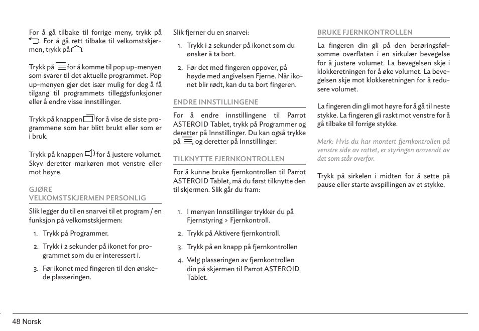 Parrot ASTEROID Tablet User Manual | Page 48 / 152