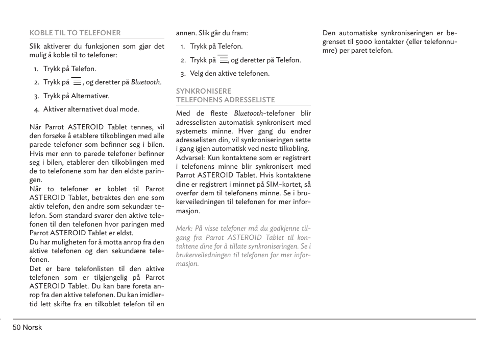 Parrot ASTEROID Tablet User Manual | Page 50 / 152