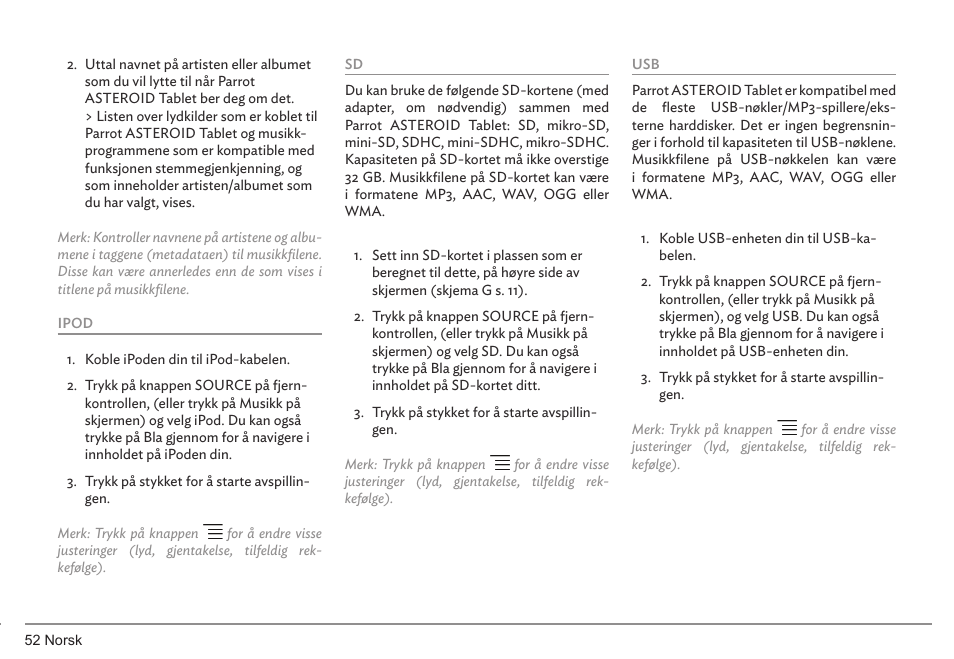 Parrot ASTEROID Tablet User Manual | Page 52 / 152