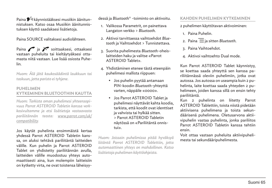 Parrot ASTEROID Tablet User Manual | Page 65 / 152