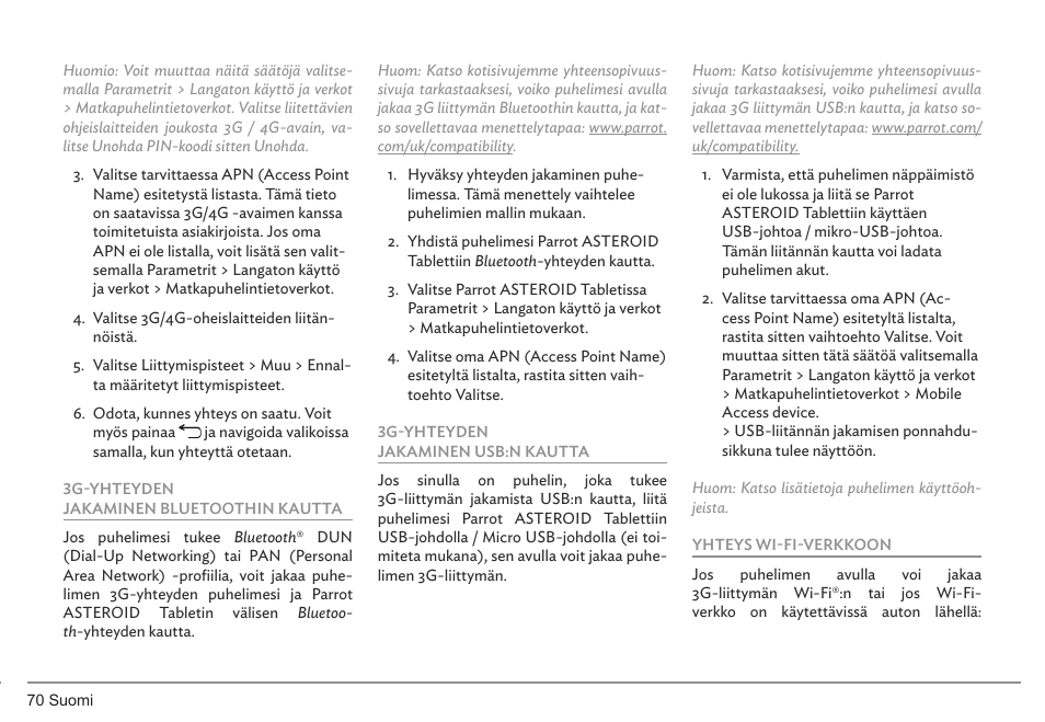 Parrot ASTEROID Tablet User Manual | Page 70 / 152