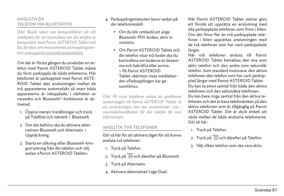 Parrot ASTEROID Tablet User Manual | Page 81 / 152