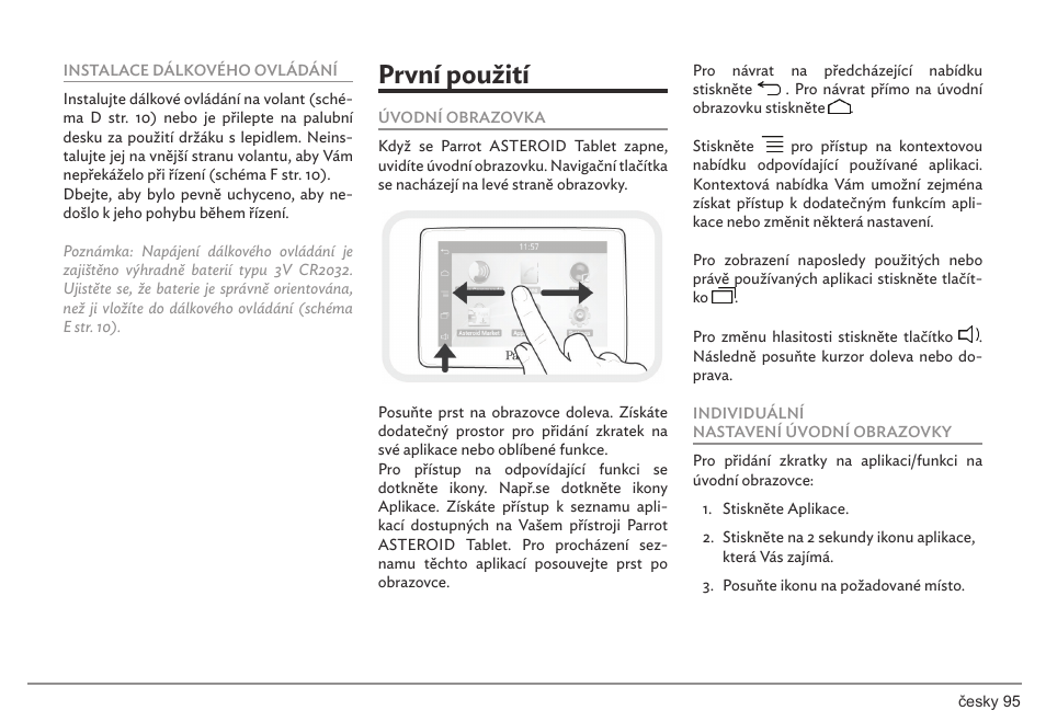 První použití | Parrot ASTEROID Tablet User Manual | Page 95 / 152