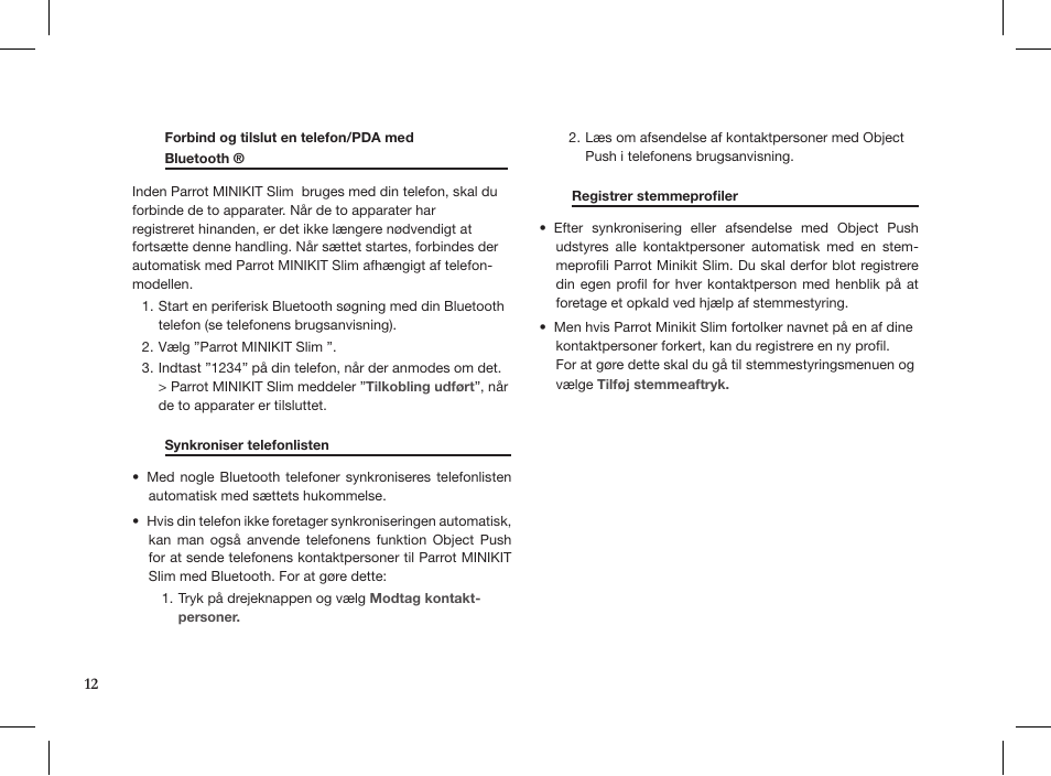 Parrot MINIKIT Slim User Manual | Page 12 / 48