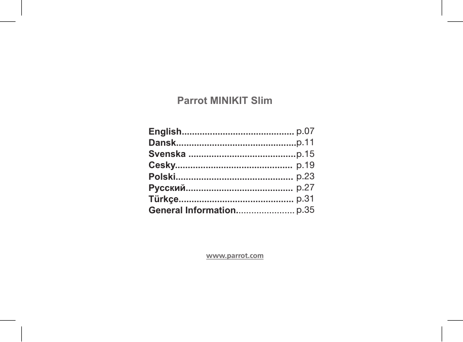 Parrot MINIKIT Slim User Manual | Page 3 / 48