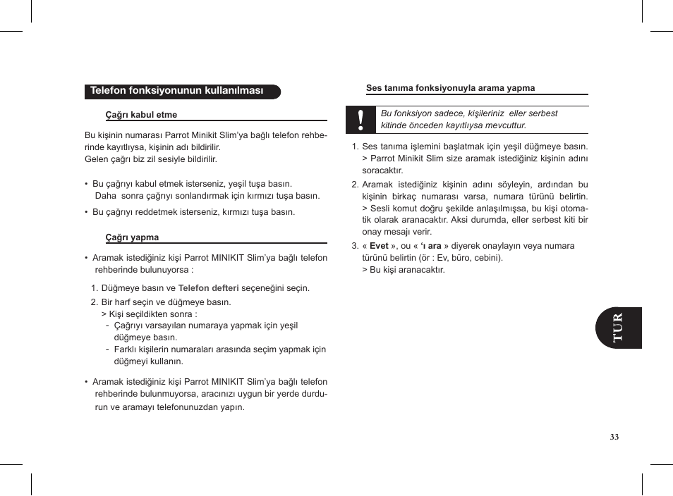 Parrot MINIKIT Slim User Manual | Page 33 / 48