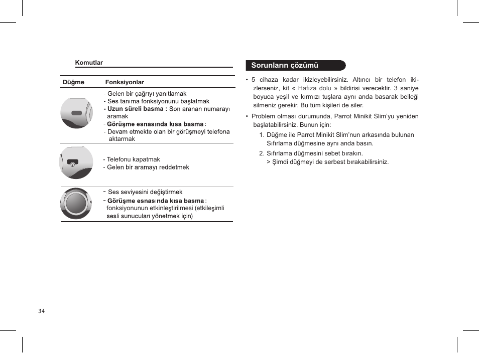 Parrot MINIKIT Slim User Manual | Page 34 / 48