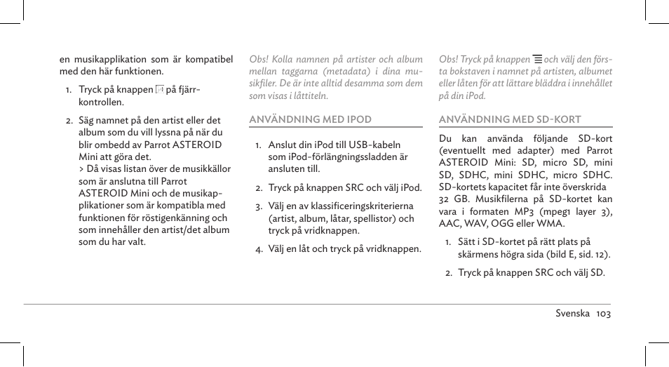 Parrot ASTEROID Mini User Manual | Page 103 / 196